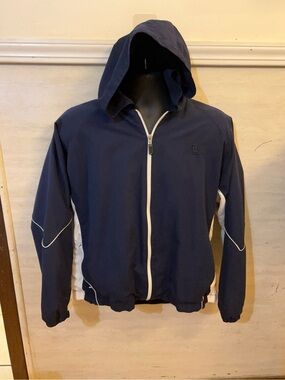 Vintage Wilson Dark Navy and White Hooded Windbreaker Jacket